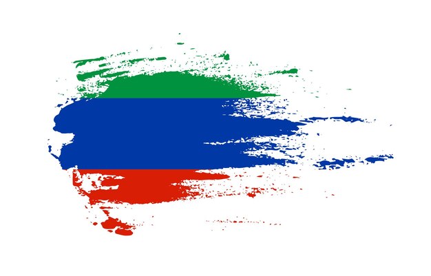 Grunge-pinselstrich-flagge von dagestan mit gemaltem pinsel-splatter-effekt auf festem hintergrund