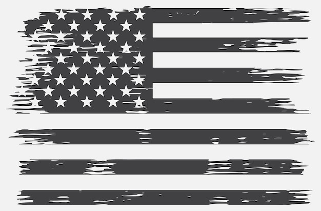 Grunge schwarze und weiße amerikanische flagge.