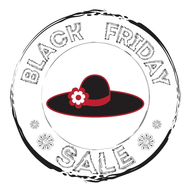 Grunge-stempel mit frauenhut und dem text black friday sale