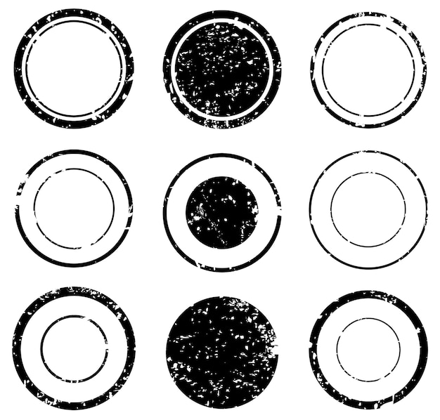 Grunge texturierte runde briefmarken.