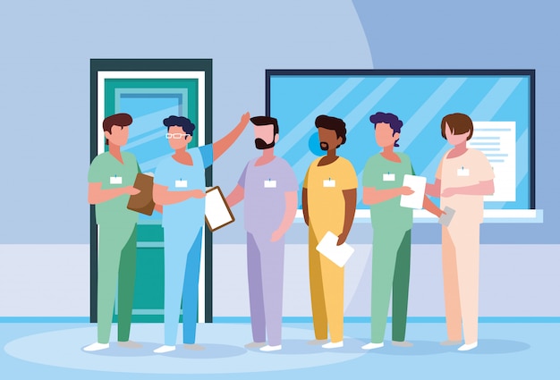 Gruppe Doktoren im Krankenhausavataracharakter