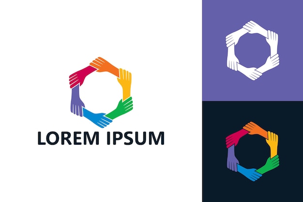 Gruppe Händchen haltend Logo Template Design Vektor
