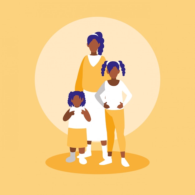 Gruppe schwarze Familienmitgliedcharaktere