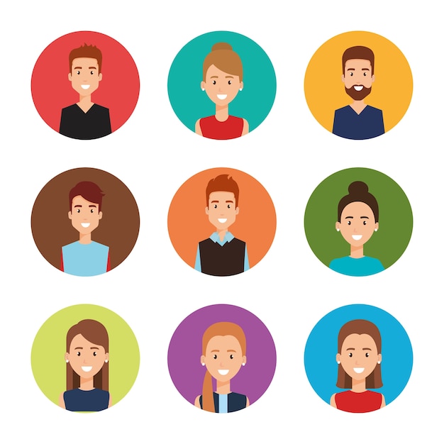 Gruppe von personen avatare zeichen