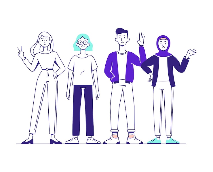Gruppe von Personen Illustrationssatz