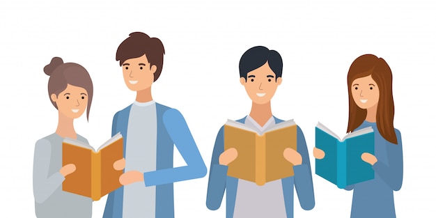 Gruppe von Studenten, die Bücher zu lesen
