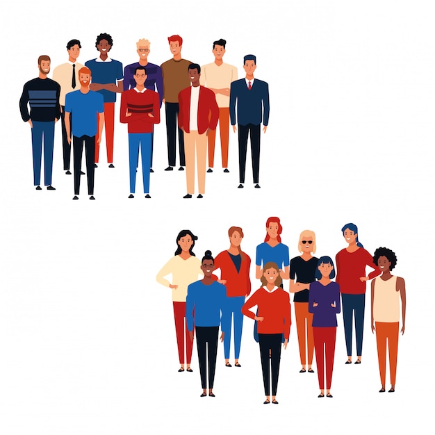 Gruppen von Menschen Cartoons