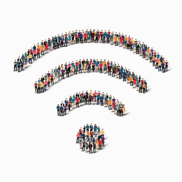 Vektor gruppenmitglieder gestalten wi fi