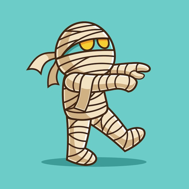 Gruselige gehende mumie-cartoon-figur