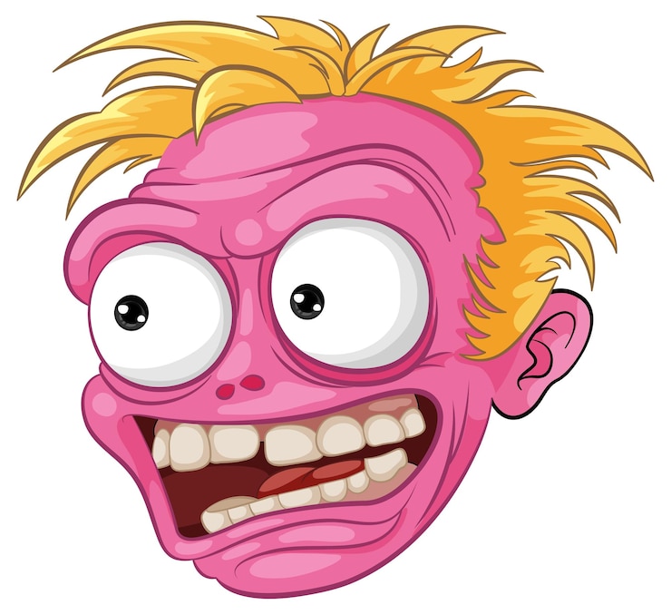 Vektor gruselige gruselige zombie-mann-kopf-cartoon-illustration