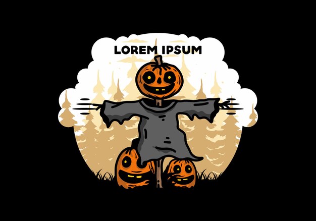 Vektor gruseliger halloween-kürbis im gruseligen nacht-halloween-t-shirt