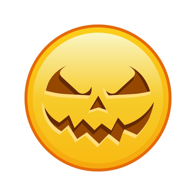 Gruseliges halloween-gesicht. großes gelbes emoji-lächeln