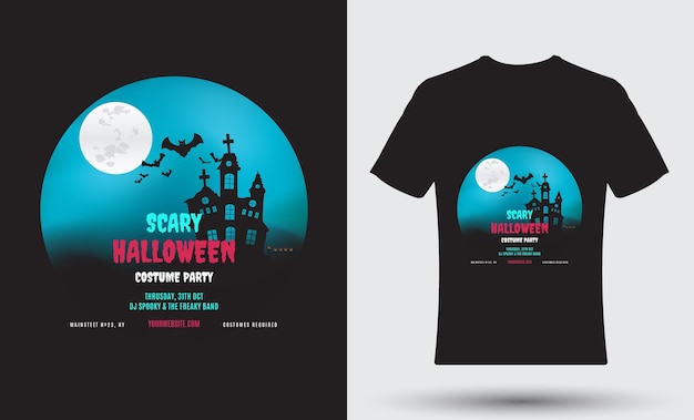 Gruseliges halloween-kostümparty-t-shirt-design