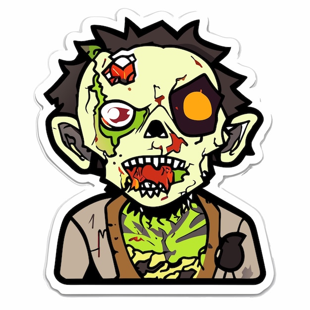 Vektor gruseliges zombie-halloween-handgezeichnetes cartoon-aufkleber-symbol-konzept, isolierte illustration