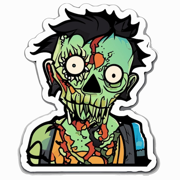 Vektor gruseliges zombie-halloween-handgezeichnetes cartoon-aufkleber-symbol-konzept, isolierte illustration