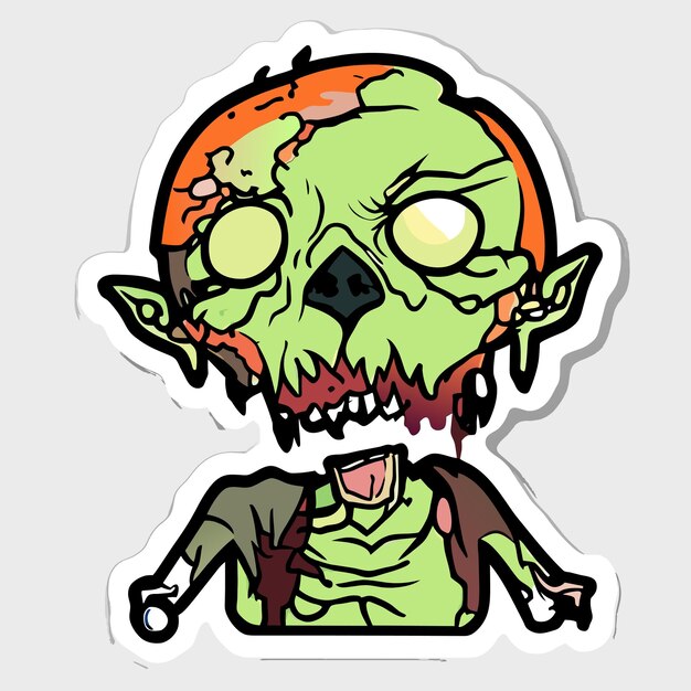 Vektor gruseliges zombie-halloween-handgezeichnetes cartoon-aufkleber-symbol-konzept, isolierte illustration