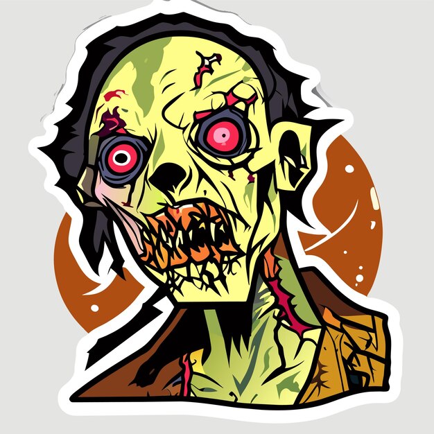 Vektor gruseliges zombie-halloween-handgezeichnetes cartoon-aufkleber-symbol-konzept, isolierte illustration