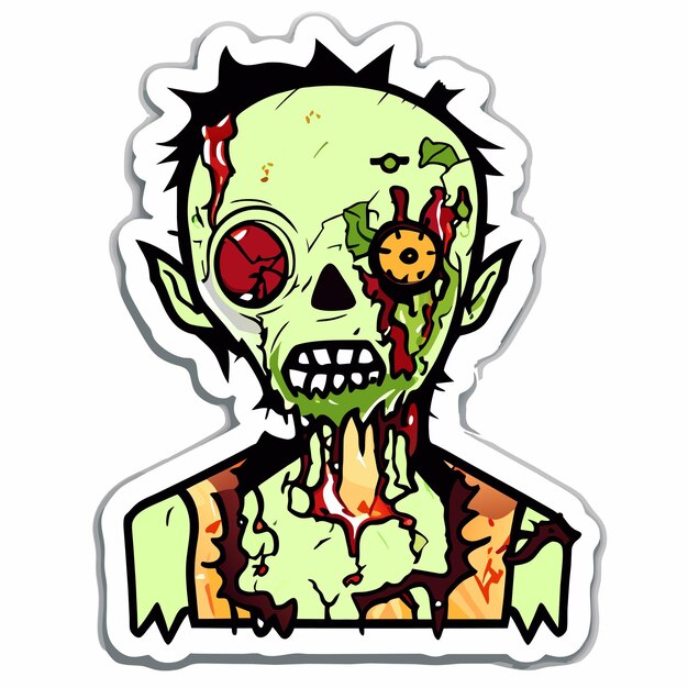 Vektor gruseliges zombie-halloween-handgezeichnetes cartoon-aufkleber-symbol-konzept, isolierte illustration