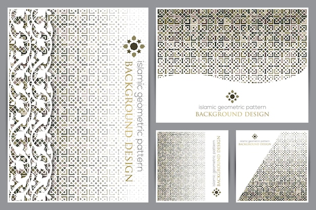 Vektor gruß-islamisches geometrisches muster-hintergrund-vektor-design für tapete, abdeckung, fahne und karte
