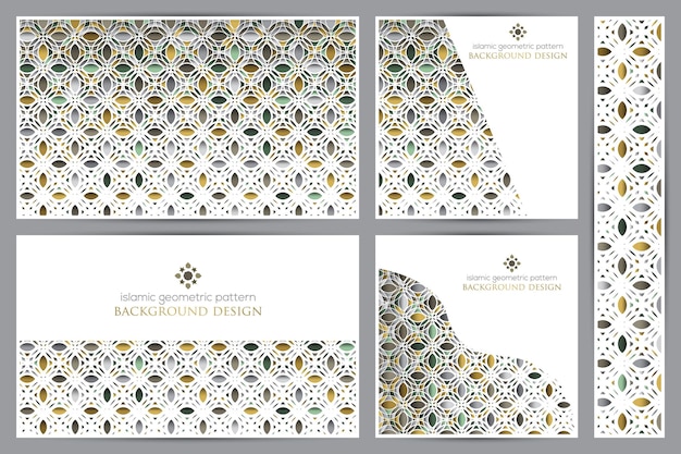 Gruß-islamisches geometrisches muster-hintergrund-vektor-design für tapete, abdeckung, fahne und karte