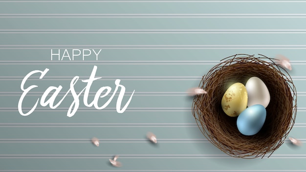 Gruß Ostern Hintergrund mit realistischen Ostereiern