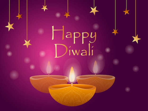 Grußkarte fröhliches diwali indisches lichterfest mit traditioneller diya-öllampe
