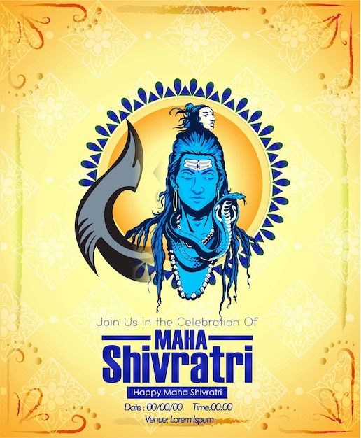 Grußkarte für hinduistisches festival happy maha shivratri illustration von lord shivaindian god of hind