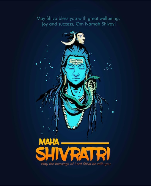 Grußkarte für hinduistisches Festival Happy Maha Shivratri Illustration von Lord ShivaIndian God of Hind