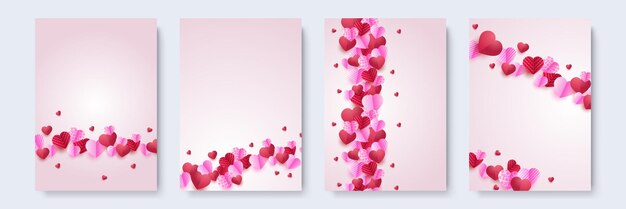 Grußkarte mit herzballon abstrakter dekoration happy valentine day banner papierkunststil