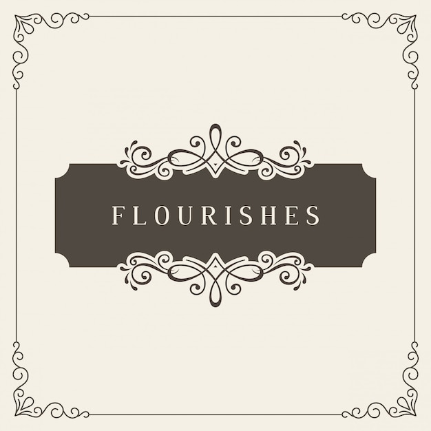 Grußkarte. Retro Hochzeitseinladungsschablone. Vintage Banner mit Schnörkelrahmen