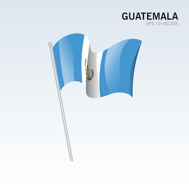 Guatemala wehende flagge isoliert auf grau