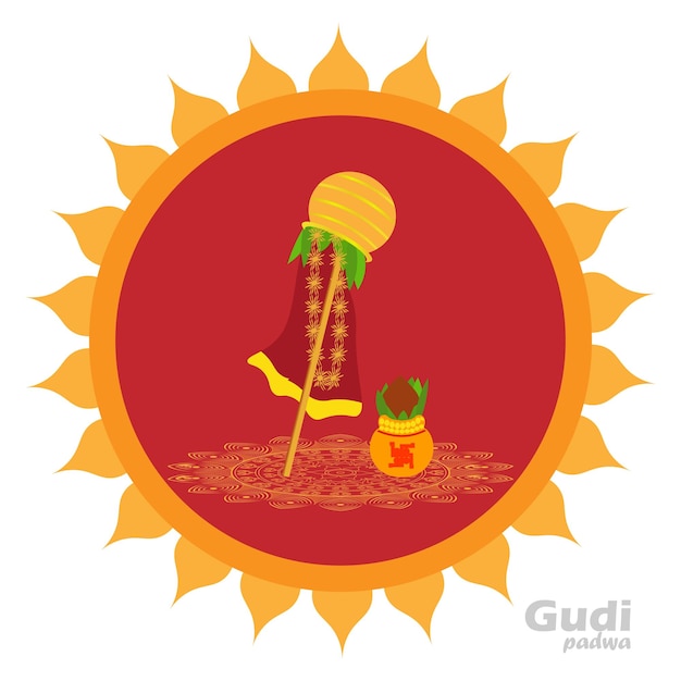 Vektor gudi padwa celebration (mondneujahr), vektorillustration.