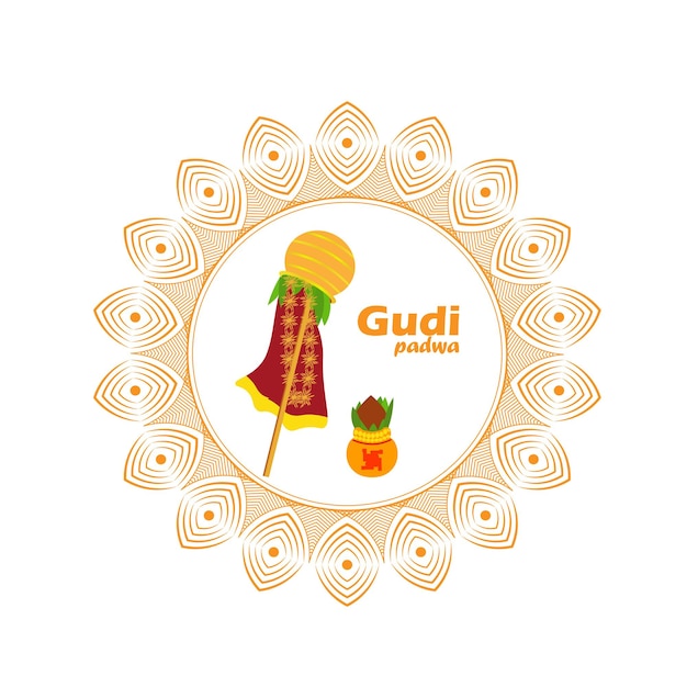 Gudi padwa celebration (mondneujahr), vektorillustration.