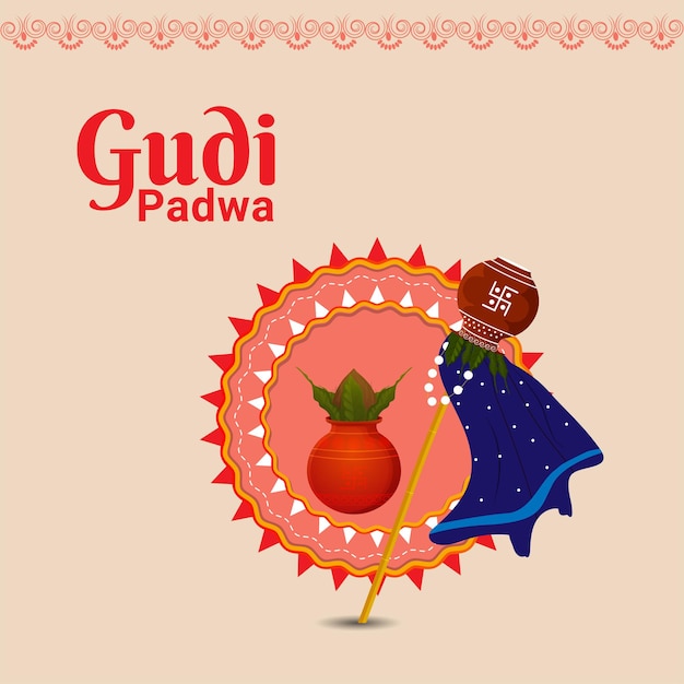 Gudi padwa-vektor-illustration und hintergrund