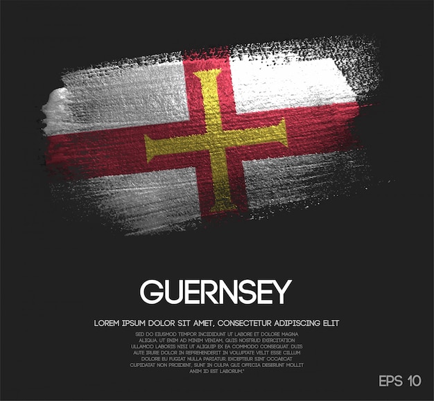 Guernsey flagge aus glitter sparkle pinselfarbe