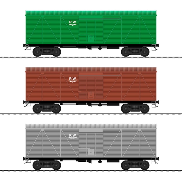 Vektor güterzugwagen. eisenbahnwagen.