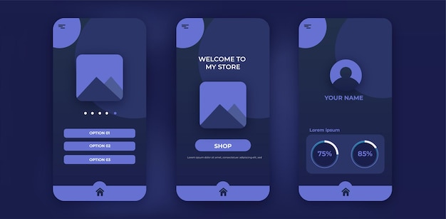 Vektor gui-elemente für die mobile shopping-app