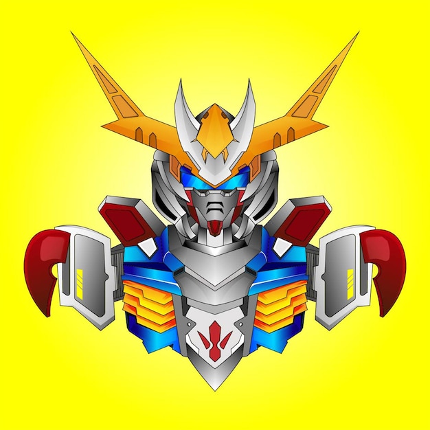 Gundam basic-kostüm-roboterdesign mit modernem illustrationskonzeptstil für budge-emblem