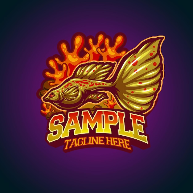 Guppy Fisch Vorlage Maskottchen Logo Vektor