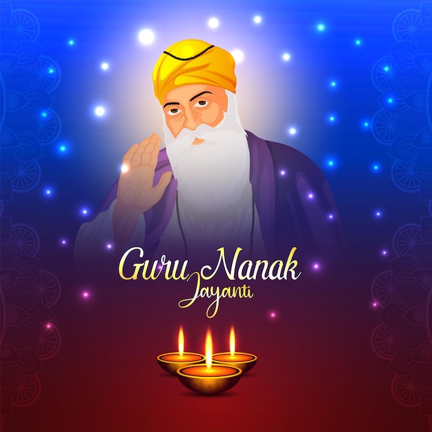 Guru nanak jayanti feier hintergrund mit vektor-illustration