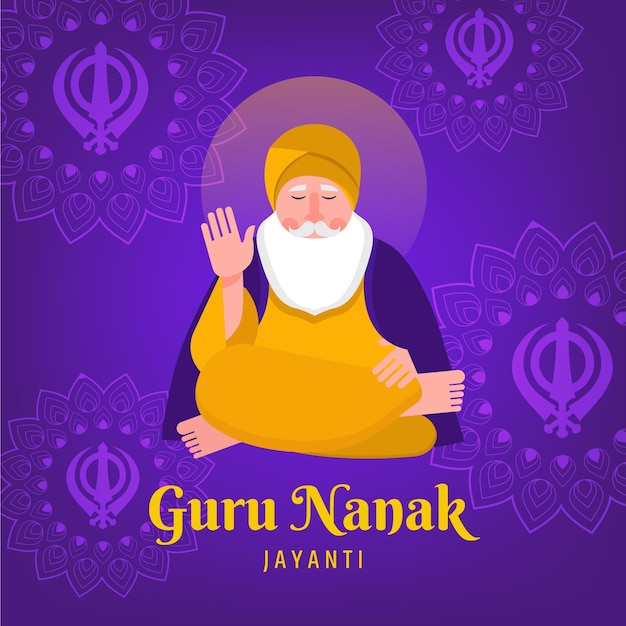 Guru nanak jayanti im flachen design