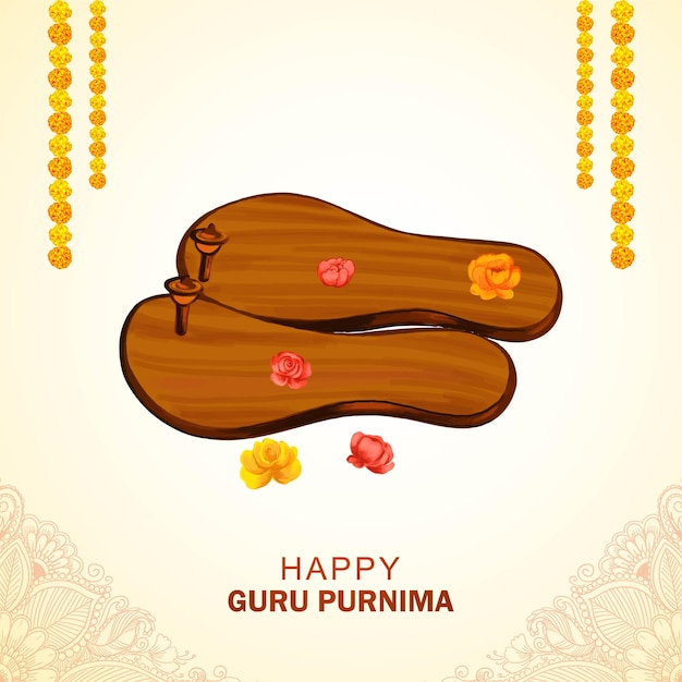 Guru-purnima-feier auf guru-paduka-grußkartenhintergrund