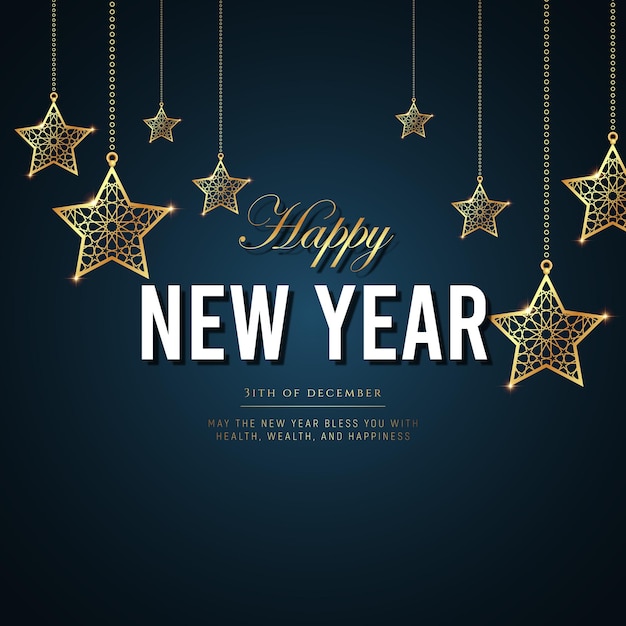 Gute Neujahrsüberraschung mit goldenen Sternen
