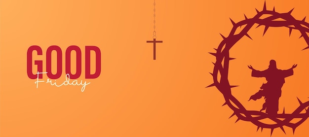 Guten Freitag religiöses Bild mit Kreuz und Dornenkrone