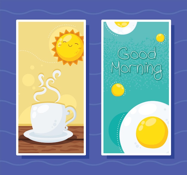 Guten-morgen-postkarten mit frühstück