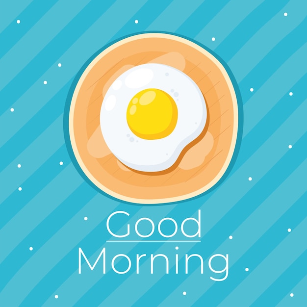Guten-morgen-schriftzug und gebratenes ei