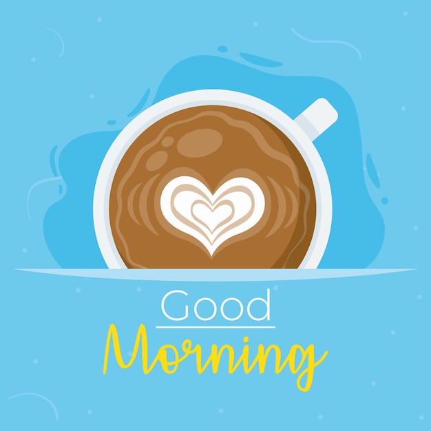 Guten Morgen Schriftzug und Kaffeeplakat