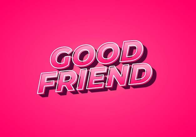 Guter Freund Text-Effekt in 3D-Aussehen mit Gradient lila gelbe Farbe