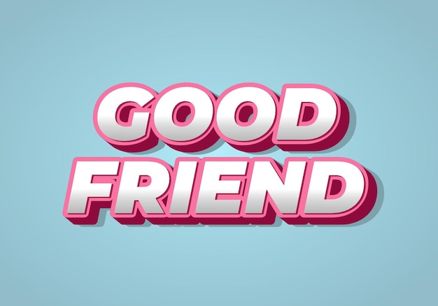 Guter Freund Text-Effekt in 3D-Aussehen mit Gradient lila gelbe Farbe