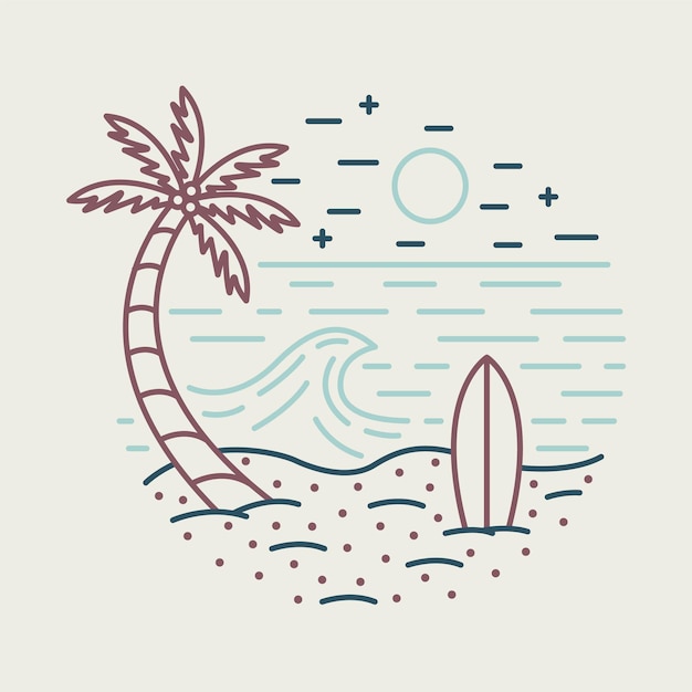 Gutes Meer zum Chillen und Surfen Grafik Illustration Vektorkunst T-Shirt Design